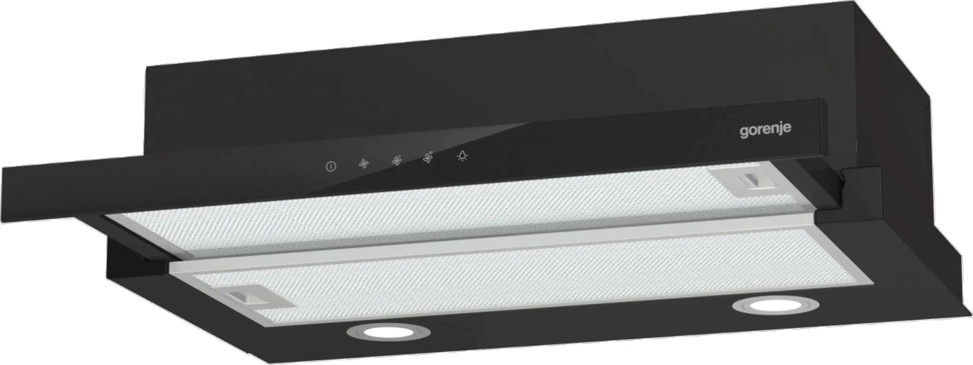 Абсорбатор за вграждане GORENJE TH64E4BG, 450 м³/ч, Черен, (20727): Абсорбатор, изглед отдолу