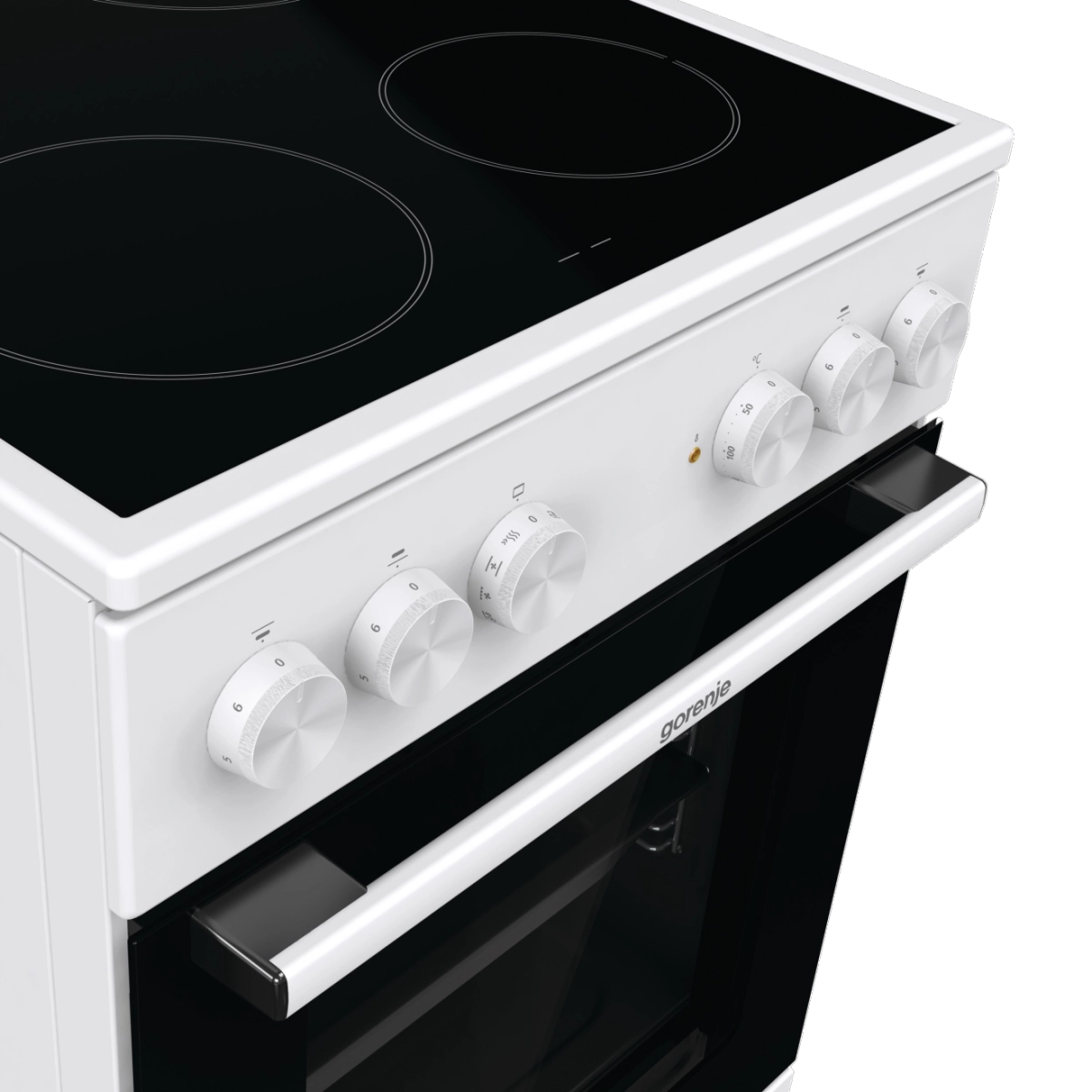Готварска печка със стъклокерамичен плот Gorenje GEC5A61WG, 70 литра, бял, (13736): Плот и управляващи копчета