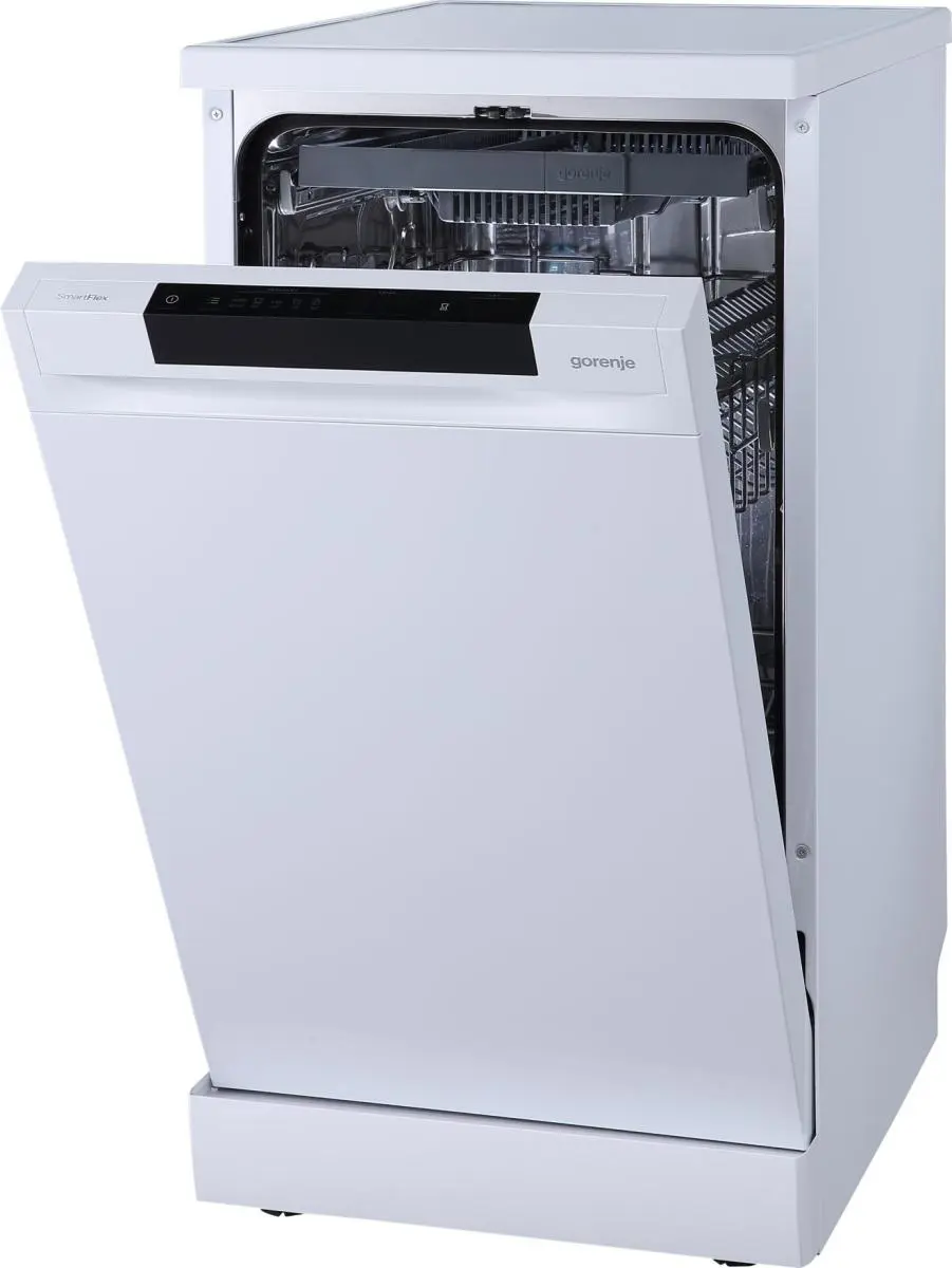 Съдомиялна GORENJE GS541D10W, 45см, Инверторен мотор, Бял, (17404): Съдомиялна с отворена врата