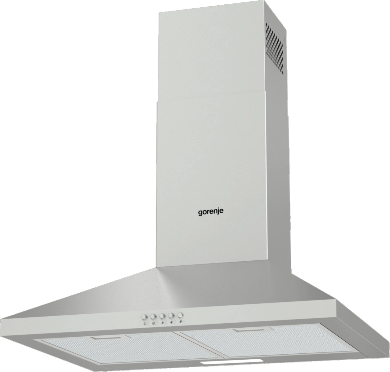 Абсорбатор Gorenje WHC629E4X, 450 м³/ч, инокс, (13610): Абсорбатор отпред под ъгъл