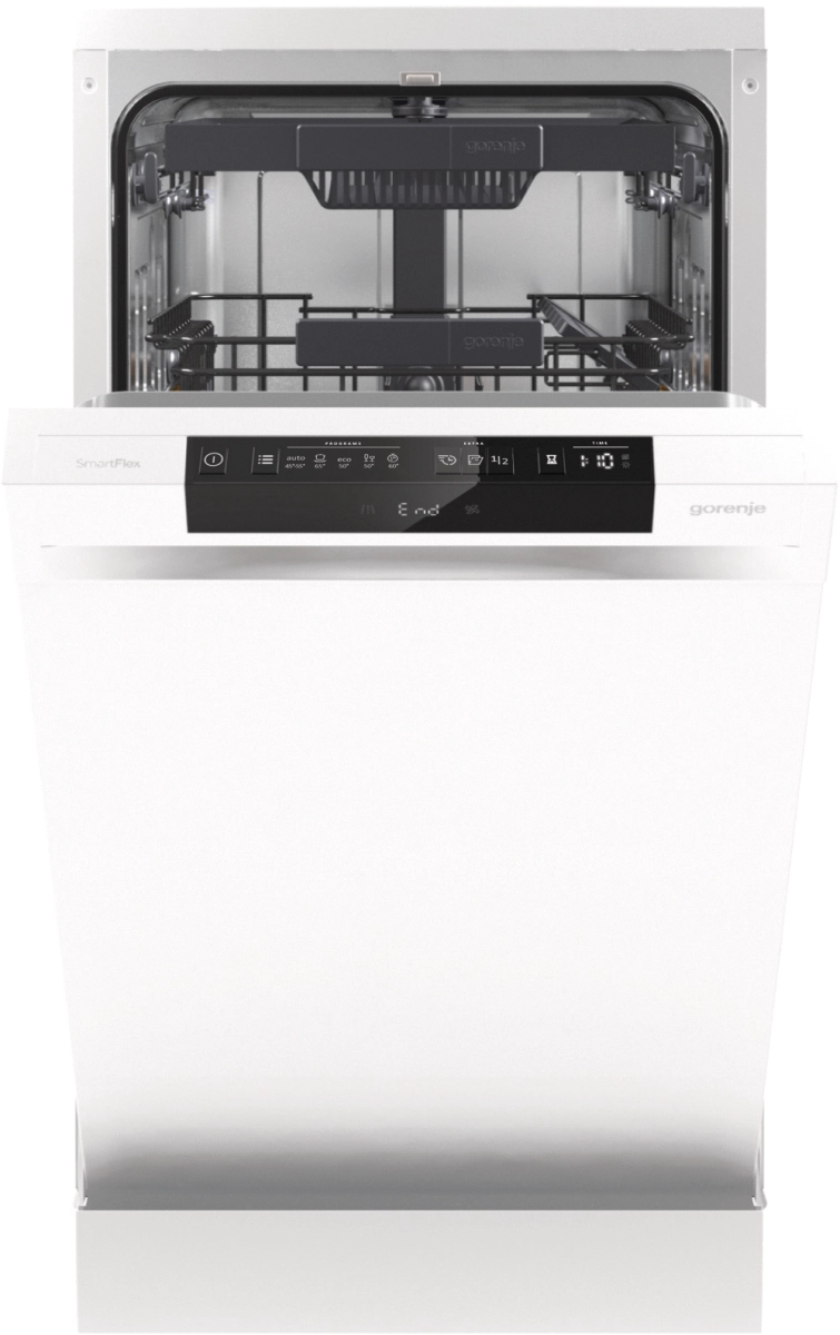 Съдомиялна GORENJE GS541D10W, 45см, Инверторен мотор, Бял, (17404): Съдомиялна с отворена врата