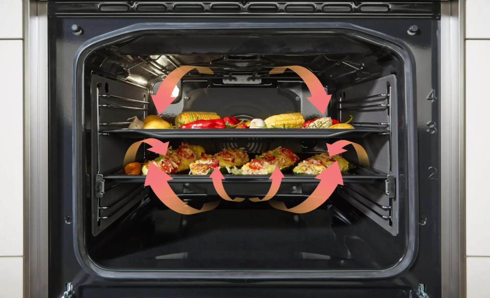 Готварска печка със стъклокерамичен плот Gorenje GECS6C70XPA, 71 литра, инокс, (13678): Циркулация на въздуха във фурната