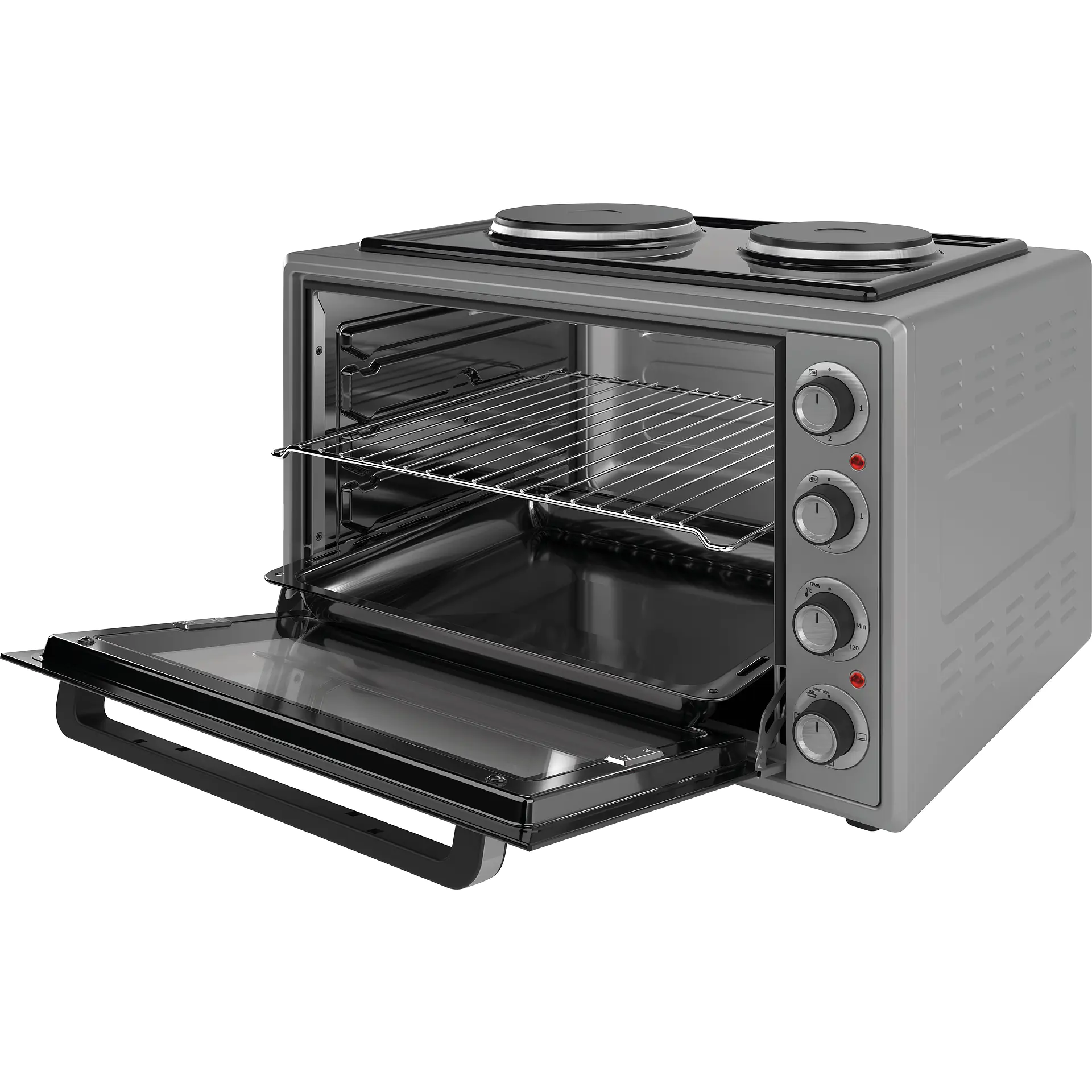 Мини печка ELITE EMO-70302G, 70L, Сив, (35944422): Отворена мини печка