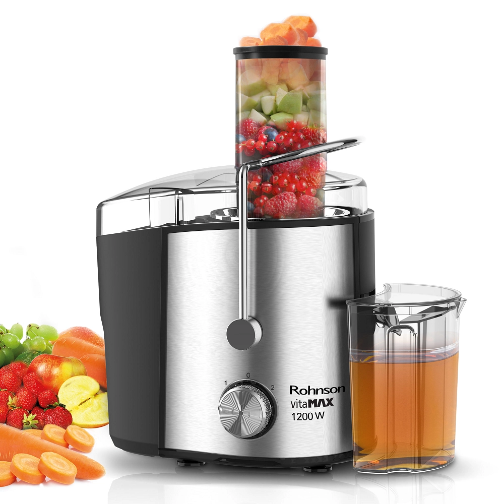 Сокоизстисквачка Rohnson R-439 VitaMax, 1200W. 85 mm отвор, Инокс, (16900): Сокоизстисквачка с кана
