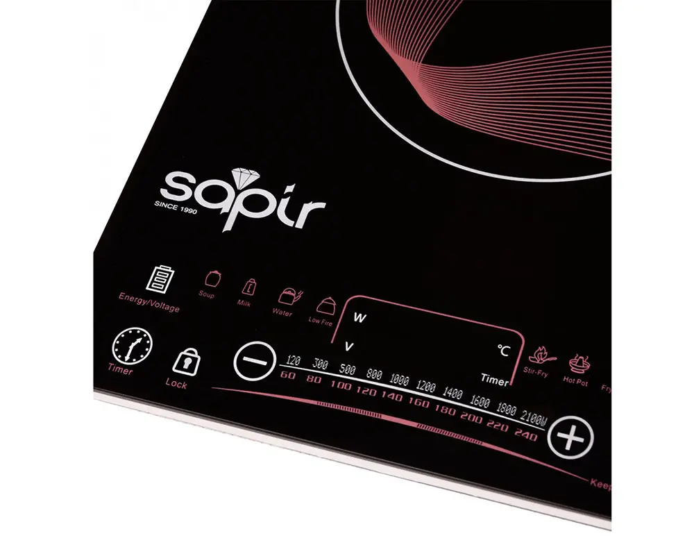 Котлон SAPIR SP-1445-N 2100W, с таймер, черен, единичен, (18425): Сензорен панел за управление