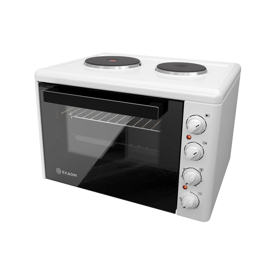 Готварска печка ELDOM 203VFBE, 38 L, вентилатор, бял, (35950122): Печка с два котлона