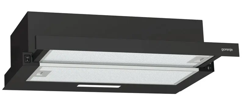 Абсорбатор за вграждане Gorenje TH60E3B, 350 m³/h, черен, (13554): Абсорбатор от долната страна