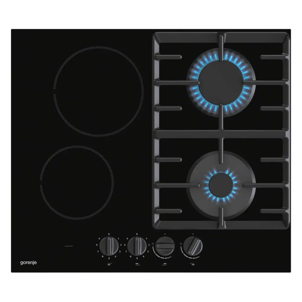 Комбиниран готварски плот за вграждане Gorenje GCE691BSC, 3000W, 60 cm, Черен, (13539)