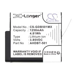 Батерия за камера GOPRO Hero 5, Hero 6, Hero 7, Hero 8 AHDBT-501 3,85V 1250mAh LIIon Cameron Sino, (35939753)