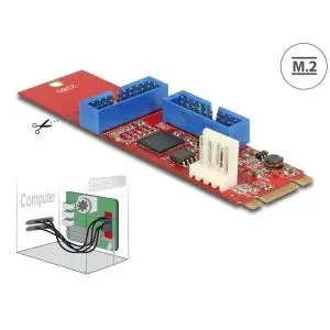 Адаптер Delock, M.2 Key B+M мъжко към 2 x USB 5 Gbps Pin Header, (35937117)