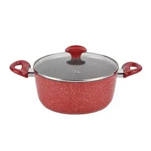 Тенджера с капак ZEPHYR Red Passion ZP 4418 E28, 6.5 литра, 28х12.8 см, Мраморно покритие, Индукция, Червен, (18206)