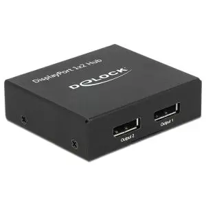 Сплитер DeLock, DisplayPort 1.2 Splitter 1 x DisplayPort in - 2 x DisplayPort out 4K, (35938015)