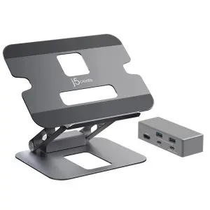 Поставка за лаптоп с докинг станция j5create JTS327, до 16', USB-C, 4K, (35936668)
