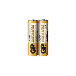 Алкална батерия GP SUPER LR6 AA, 2 бр. в опаковка / shrink, 1.5V, GP-BA-15A21-S2, (35933881)