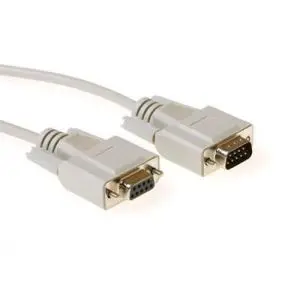 Кабел ACT AK2309, Serial D-sub 9 pin мъжко - D-sub 9 pin женско, 10м, Бял, Булк, (35934047)