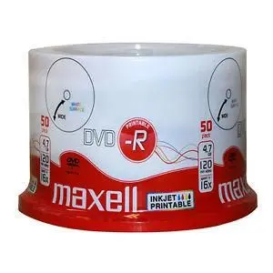 DVD-R MAXELL, 4,7 GB, 16x, Printable, 50 pk cake box, (35932761)