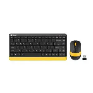 Комплект клавиатура и мишка A4TECH Fstyler FG1110, Безжичен, Черен/Жълт, (35937743)