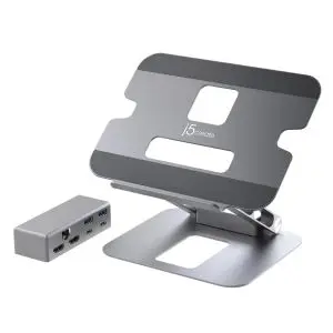 Поставка за лаптоп с докинг станция j5create JTS427, до 16', USB-C, HDMI, 4K, (35936669)