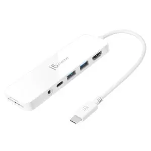 6-портов хъб j5create Mini Dock JCD373, USB, HDMI, SD, 3.5 mm jack, (35936650)