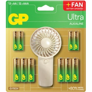 GP SUMMER PACK Алкални батерии ULTRA AA x 12 бр. + ULTRA AAA x 12 бр. + Fan/ Вентилатор/ GP BATTERIES, (35940158)