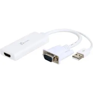 Аудио видео адаптер j5create JDA214, VGA/USB мъжко - HDMI женско, Бял, (35932980)