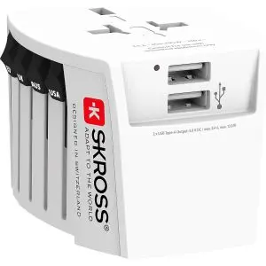 Адаптер SKROSS PRO MUV 2 x USB-A, 1.302960, World, Бял, (35937081)