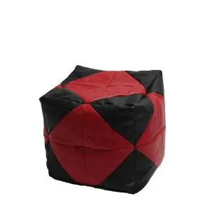 Пуф Pufrelax Размер 40 cm, Табуретка Куб - Red Diamond, Еко кожа, Пълнеж от полистиролни перли