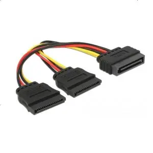 Кабел DeLock Power SATA 15 pin към 2 x SATA HDD, 15 cm, (35933818)