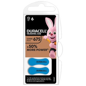 Батерия цинково въздушна DURACELL ZA675 6 бр. бутонни за слухов апарат в блистер, (35934536)