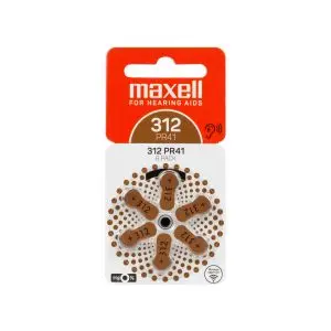 Батерия цинково въздушна MAXELL ZA312 6 бр. бутонни за слухов апарат в блистер, (35934122)