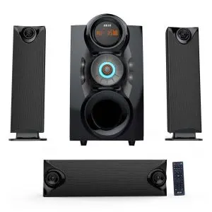Аудио система AKAI SS028A-3208C, 105W, Bluetooth, Черен с дървен корпус, (22171)