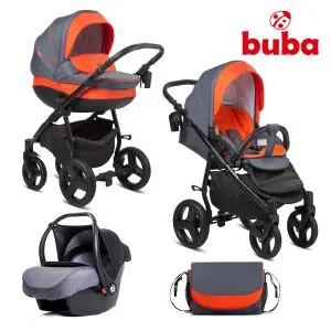 Бебешка количка 3в1 Buba Bella 713, Pewter-Orange, (15471)