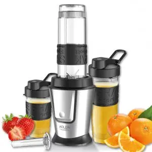 Блендер Adler AD 4081, 800W, 2 купи/бутилки 400/570 ml, 20000 об/мин, 4 остриета от неръждаема стомана, Разбиване на лед, Без BPA, Инокс, (35922592)