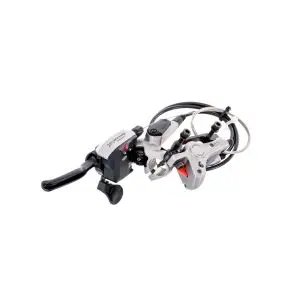 Компонент за велосипед Shimano, DISC-ASSEMBLED SET, DEORE LX ST-M585 BR-M585 W/ADAPTER FOR STANDARD FORK, METAL PAD, W/O ROTOR 750mm HOSE Спирачки Хидравлични спирачки, 5203