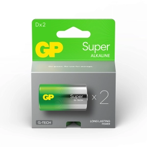 Алкална батерия GP SUPER LR20, 2 бр. в опаковка / блистер, 1.5V, (35933860)