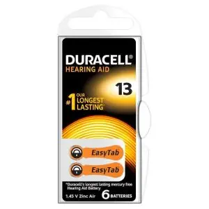 Батерия цинково въздушна DURACELL ZA13 6 бр. бутонни за слухов апарат в блистер, (35933870)
