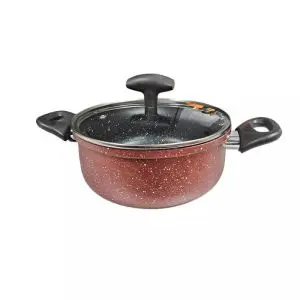 Дълбока тенджера Rosberg R51318G22D, 22 см, 2.8 л, Мраморно покритие, Индукция, Бордо меланж, (35922547)