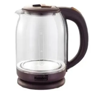 Електрическа кана Hausberg HB 3616, 1500W, 1.8 литра, Стъклена, Кафяв, (9999HB3616)
