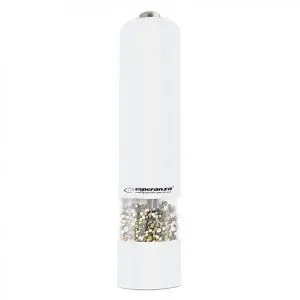 Електрическа мелничка за сол и пипер Esperanza Malabar EKP001W, LED, Работа с 1 бутон, Бял, (999EKP001W)