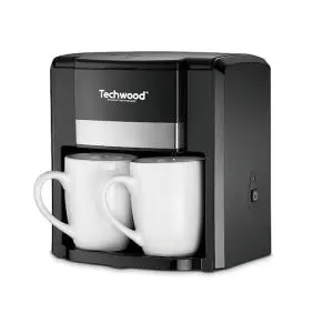 Кафемашина за шварц кафе с две чаши Techwood TCA-206, 500W, Перманентен филтър, Черен, (17758)
