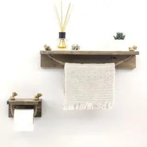 Комплект поставки за кърпи и тоалетна хартия Evila Originals 792EVL2833, 50х10 см, Смърч, Въже, Кафяв, (792EVL2833)