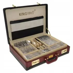 Комплект прибори за хранене Kinghoff KH 3504, 72 части, За 12 човека, Куфар, Неръждаема стомана, Сребрист, (35922829)