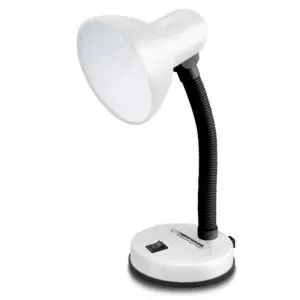 Настолна лампа Esperanza ELD109W, 12W, Цокъл Е27, Гъвкаво рамо, Бял, (17597)