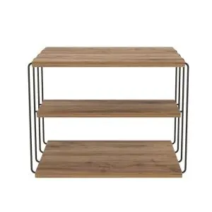 Нощно шкафче-маса Kalune Design 854KLN2813, 40х50 см, 3 нива, Меламиново покритие/метал, Кафяв/черен, (854KLN2813)