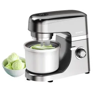 Планетарен миксер KUMTEL HSM-03, 1800W, 4.6l, 8 скорости+Пулс, Плавен старт, Сив, (35931083)