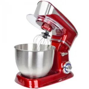 Планетарен миксер с иноксова купа Royalty Line RL-PKM1900.7, 1900W, 6.5 литра, 6 скорости + Pulse, Приставки, Червен, (10819)