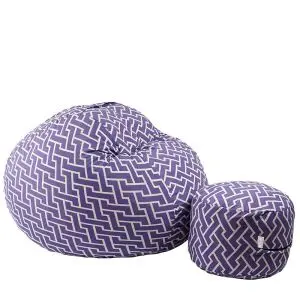 Комплект Барбарон с табуретка за крака 500л. Matusalem, Zippity Purple, Перящ се калъф, Подходящ за деца, Пълнеж с микс от мемори пяна и дунапрен, Гама Premium, (PUF-M-MO-PT-ZIP)