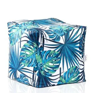 Пуф, 80л., Табуретка Куб - Tropical Leaves, Перящ се калъф, Водоустойчив, Пълнеж от Полистиролни перли, принт, 8263