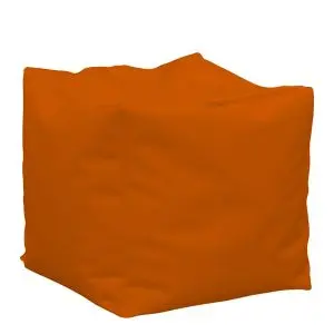 Пуф, 80л., Табуретка Куб - Neon Orange, Перящ се калъф, Водоустойчив, Пълнеж от Полистиролни перли