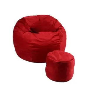 Комплект, Барбарон с табуретка за крака, 500л. Matusalem - Red Diamond, Перящ се калъф, Подходящ за деца, Пълнеж с микс от мемори пяна и дунапрен, Гама Plush Diamond